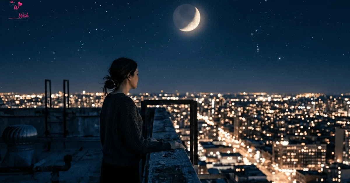 Solitary person under a moonlit sky