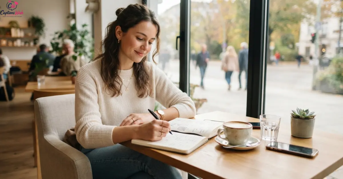 Person journaling beside window