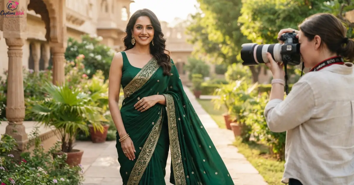 Stylish saree fashion photoshoot.
