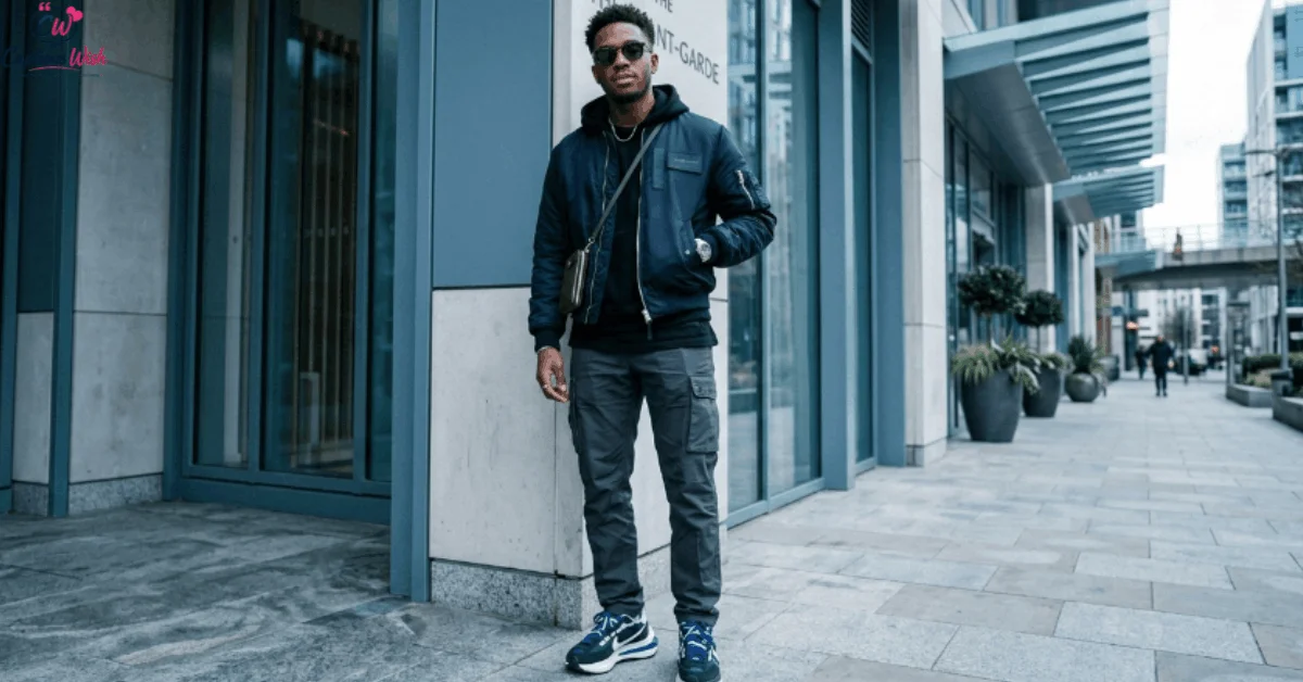 Stylish man posing in modern streetwear