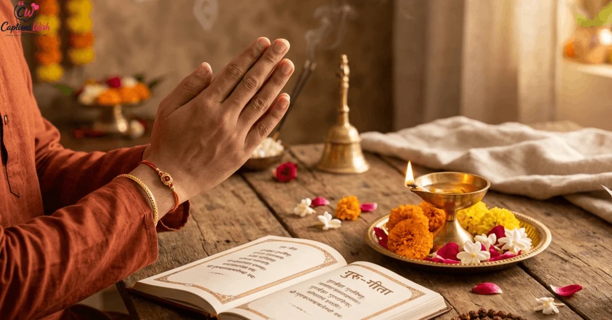 Traditional diya and flowers for Guru Purnima
