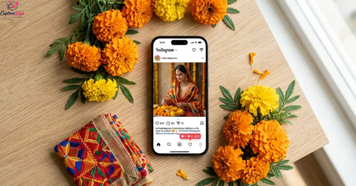 Phone mockup with marigolds